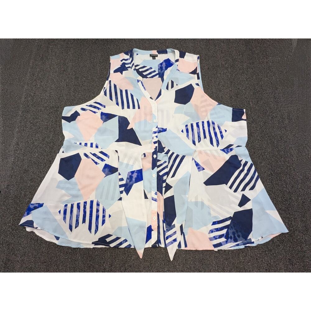 Torrid Women's Geometric Color Block Georgette Peplum Tie Front Tank Top Size 5X